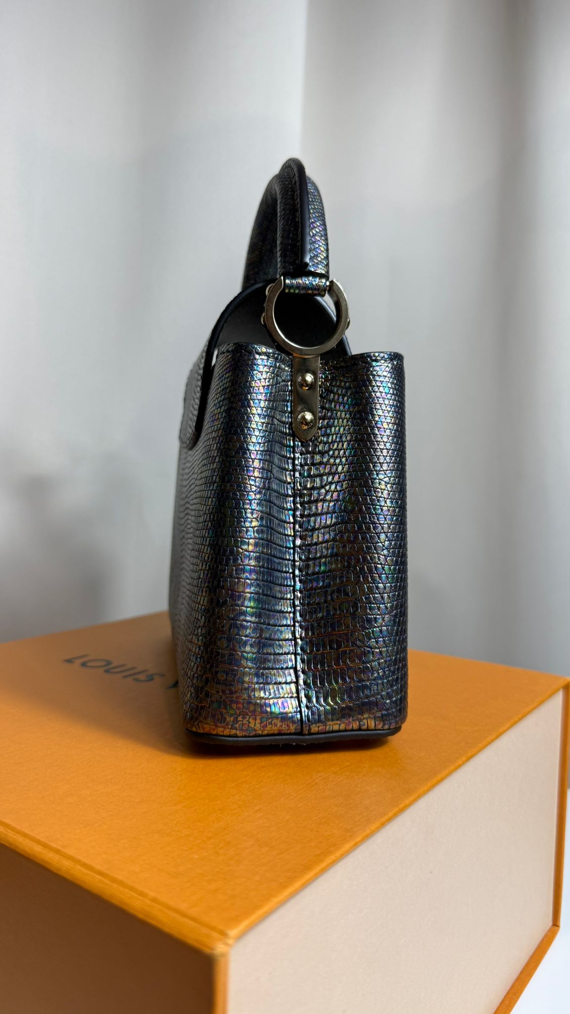Louis Vuitton Capucines BB Cuir Lézard Black Pétrol