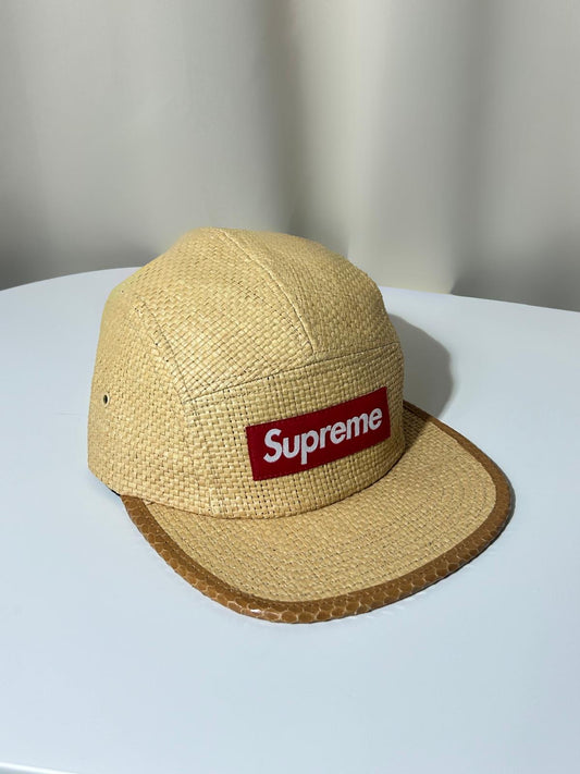 Casquette Supreme Box Logo en raphia naturel – édition rare