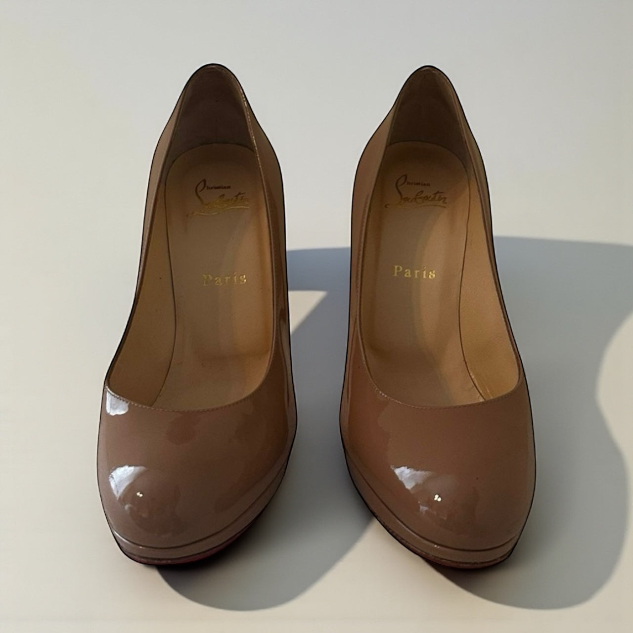 Escarpins Christian Louboutin New Simple Pump 120 nude cuir verni taille 38 occasion Héritage du Luxe