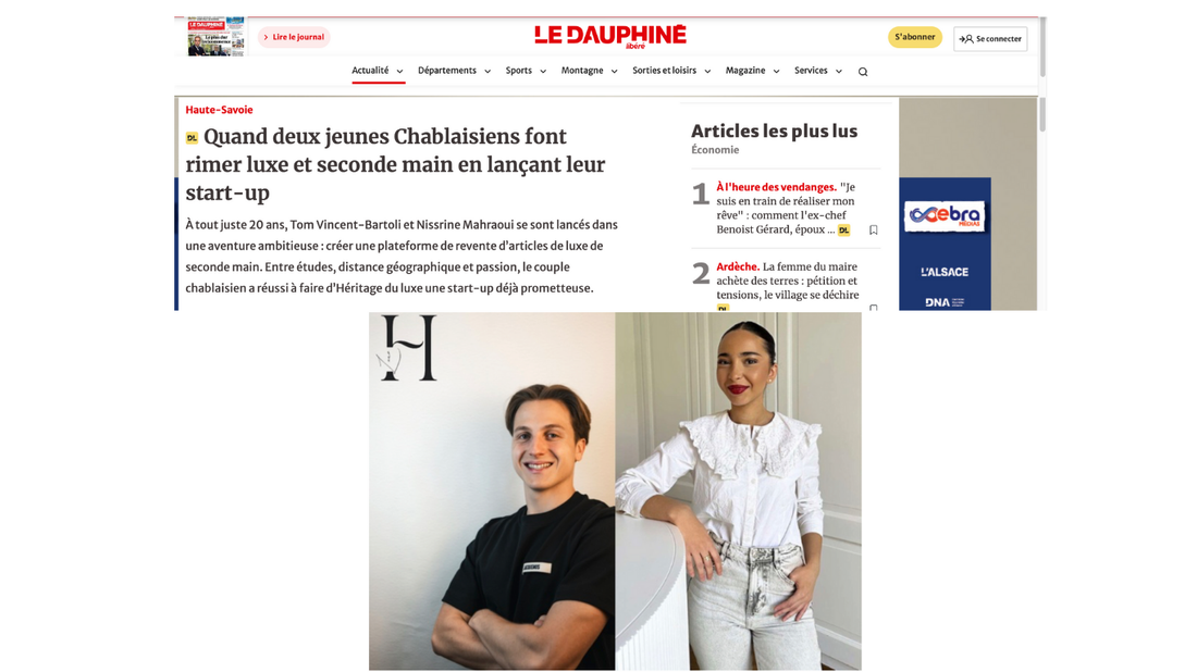 Héritage du Luxe à l’honneur dans Le Dauphiné Libéré : deux jeunes Chablaisiens réinventent la mode de luxe de seconde main