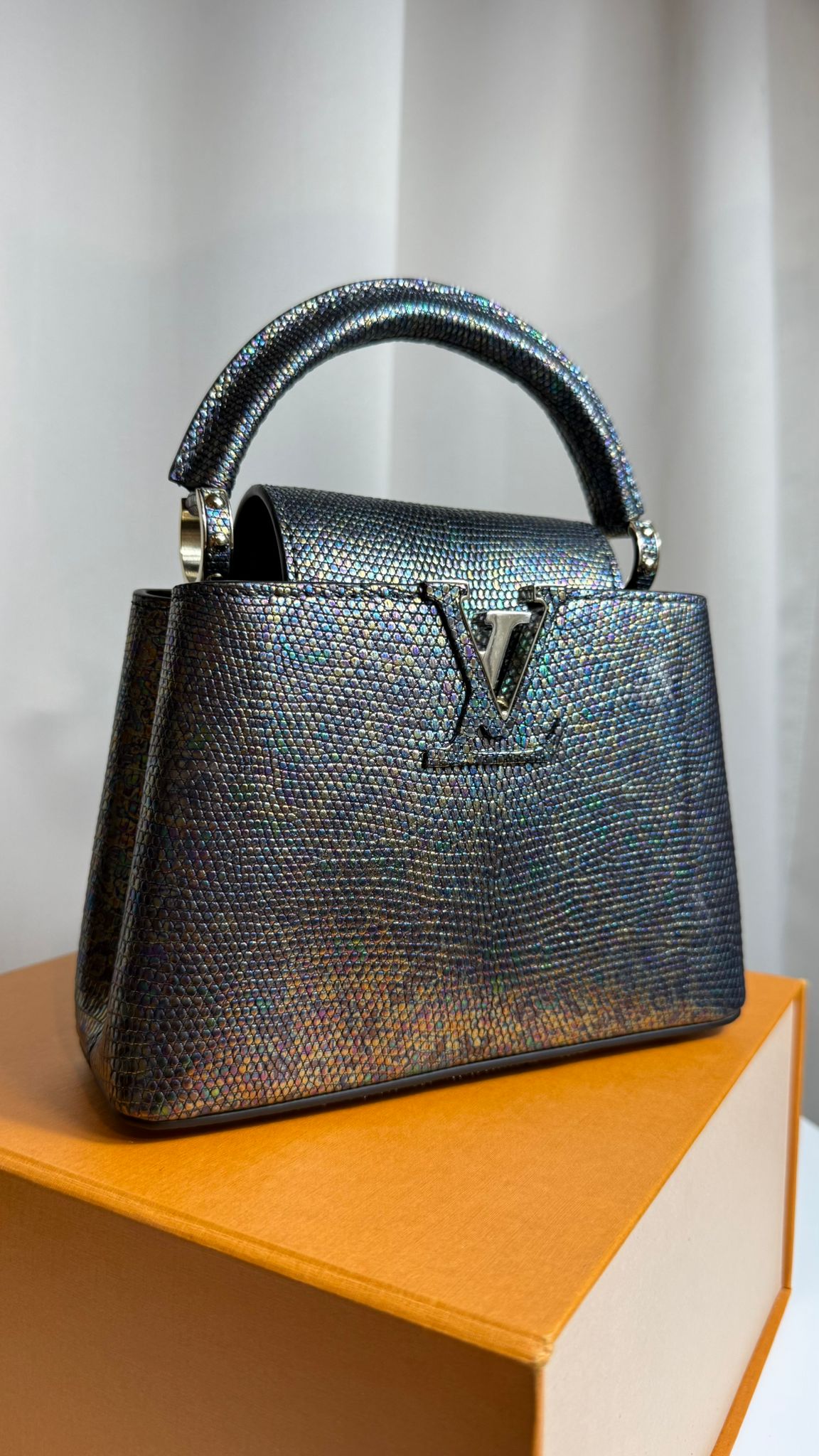 Louis Vuitton Capucines BB Cuir Lézard Black Pétrol