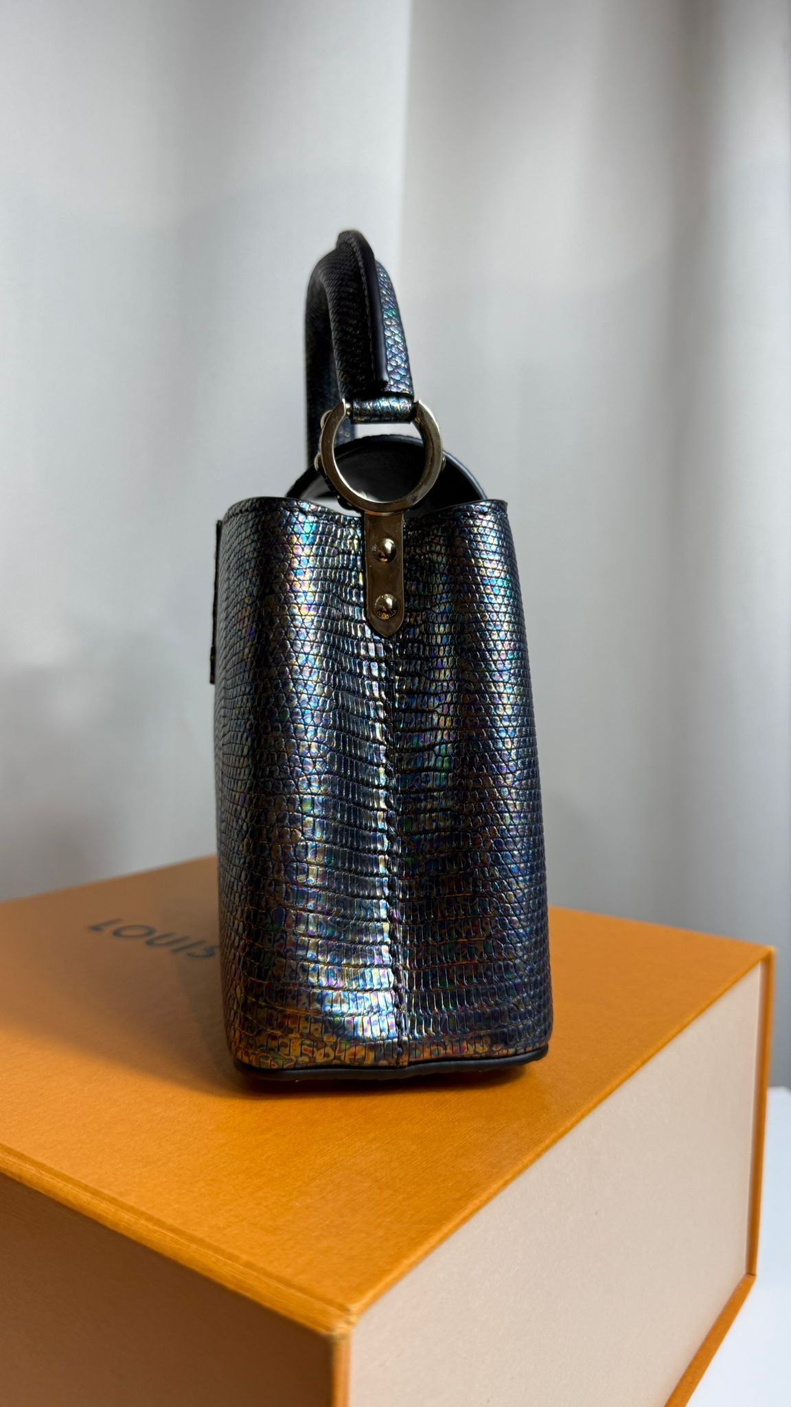 Louis Vuitton Capucines BB Cuir Lézard Black Pétrol