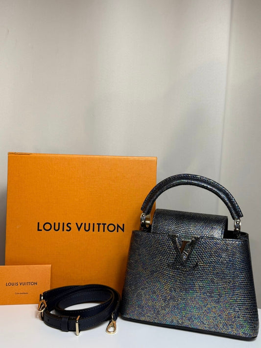 Louis Vuitton Capucines BB Cuir Lézard Black Pétrol