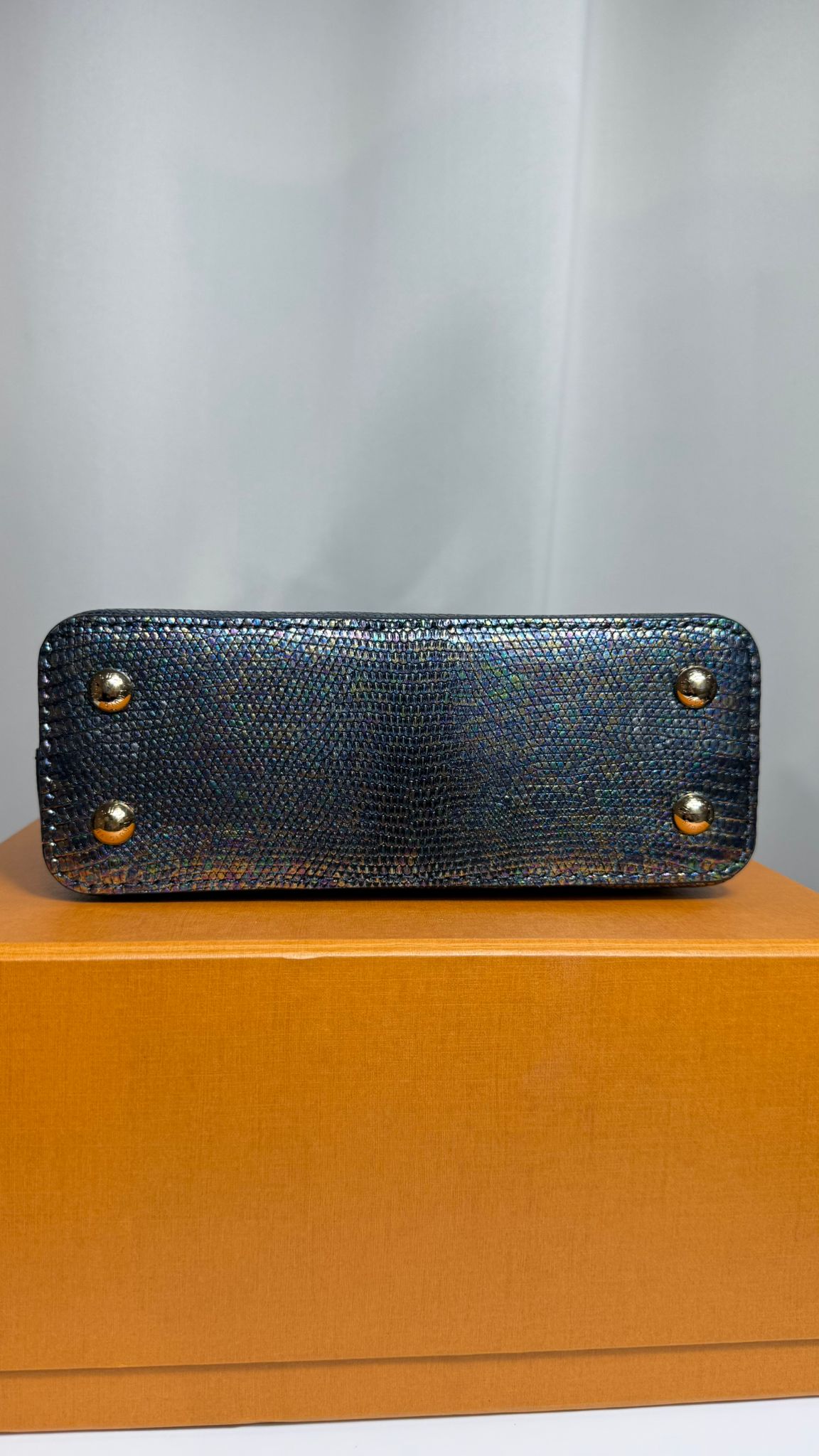 Louis Vuitton Capucines BB Cuir Lézard Black Pétrol