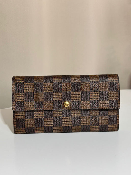 Portefeuille Louis Vuitton Sarah Damier Vintage - Cuir & Toile Monogram - Authentifié