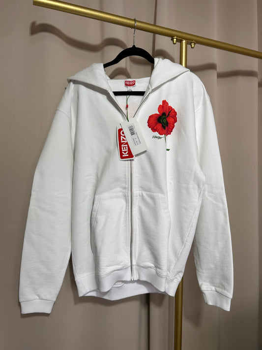Pull Kenzo Blanc Homme Taille L Fleur Rouge Neuf Authentique