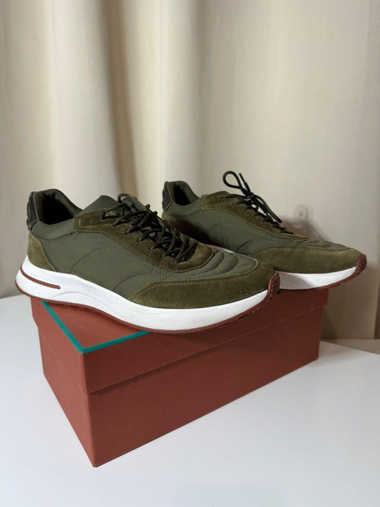 Chaussures Loro Piana homme en suède kaki avec boîte
