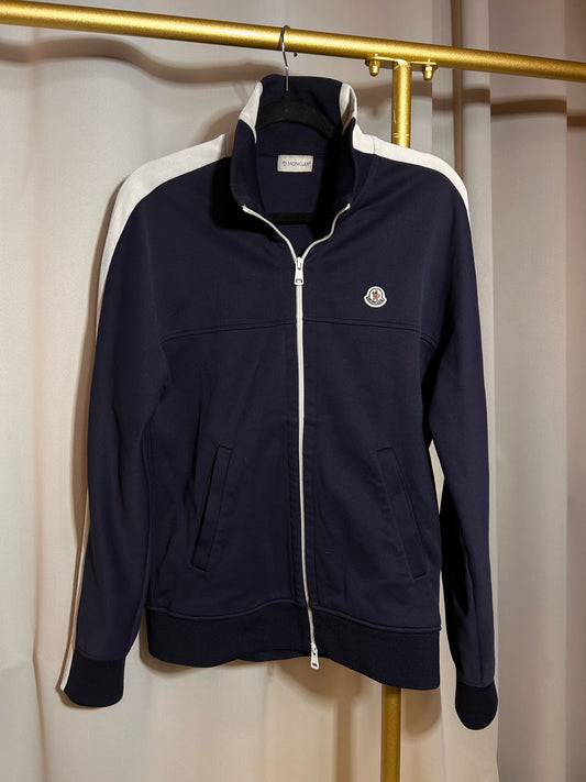 Pull zippé Moncler bleu et blanc homme taille L seconde main – Héritage de Luxe
