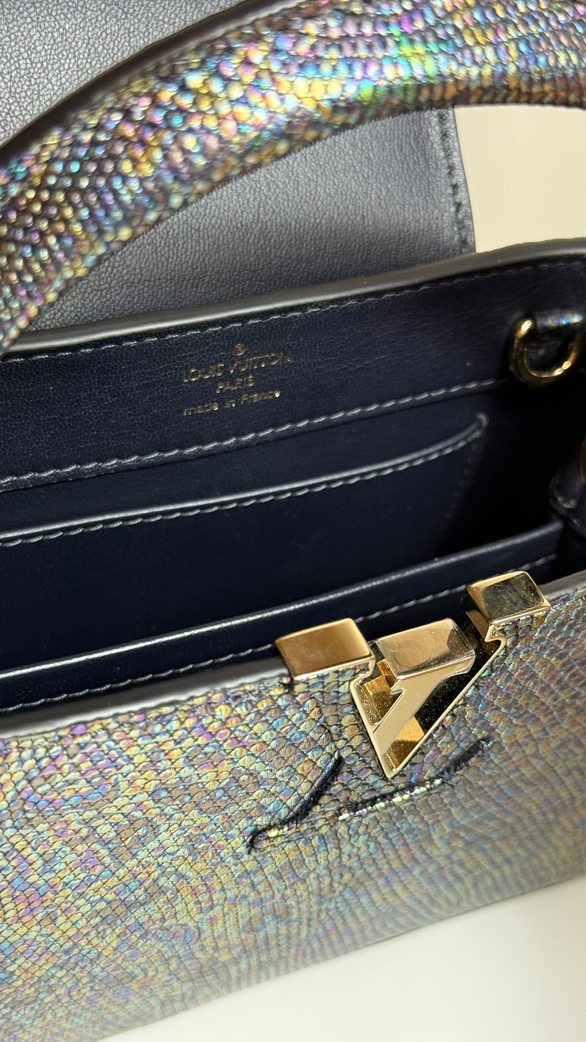 Louis Vuitton Capucines BB Cuir Lézard Black Pétrol
