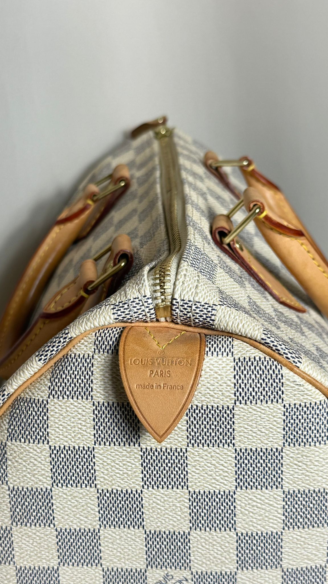 Sac Louis Vuitton Speedy 30 Damier Azur – vue de face – Héritage du Luxe