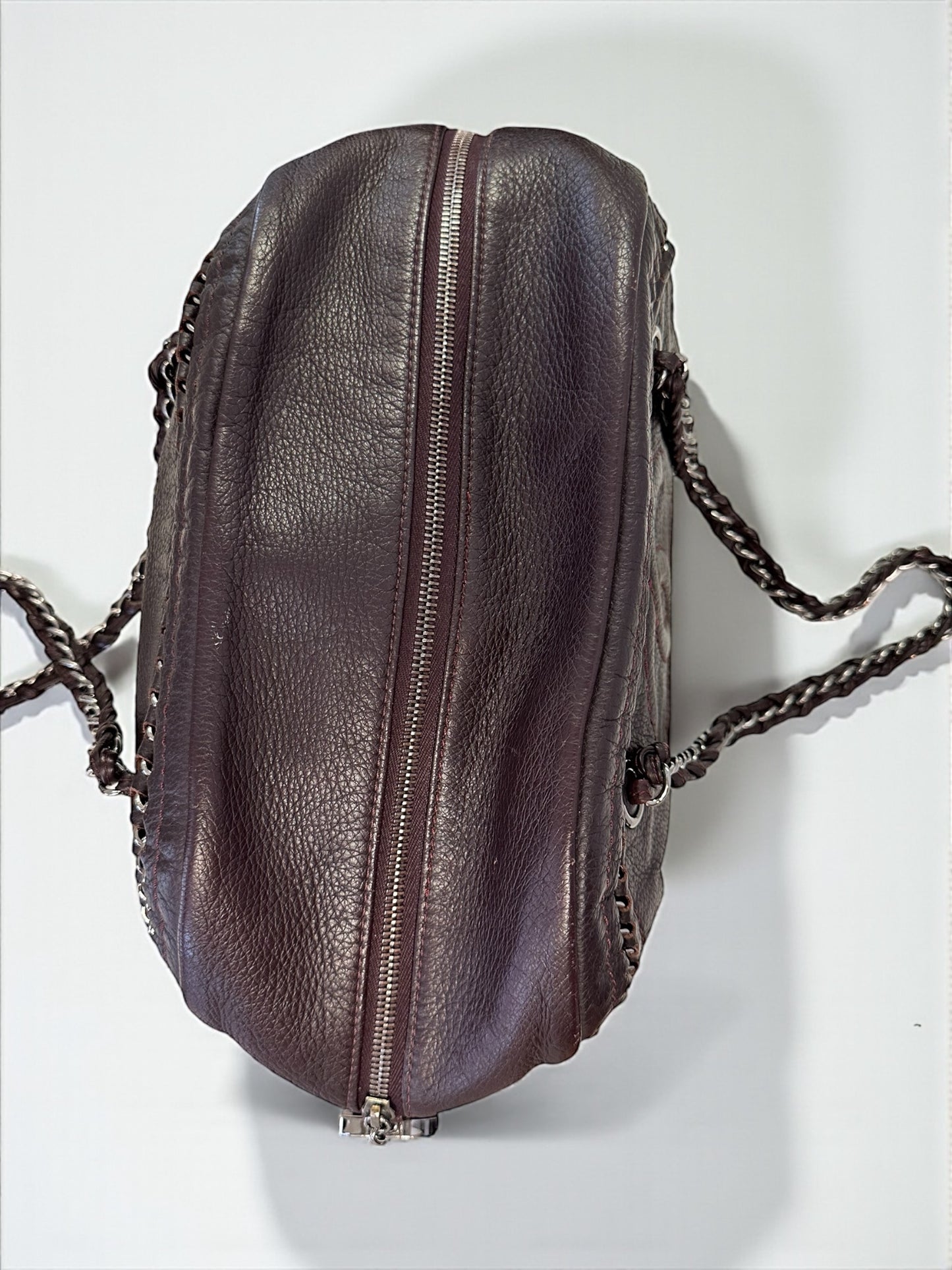 Sac Chanel Bowling Large en cuir de veau marron