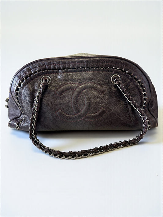 Sac Chanel Bowling Large en cuir de veau marron