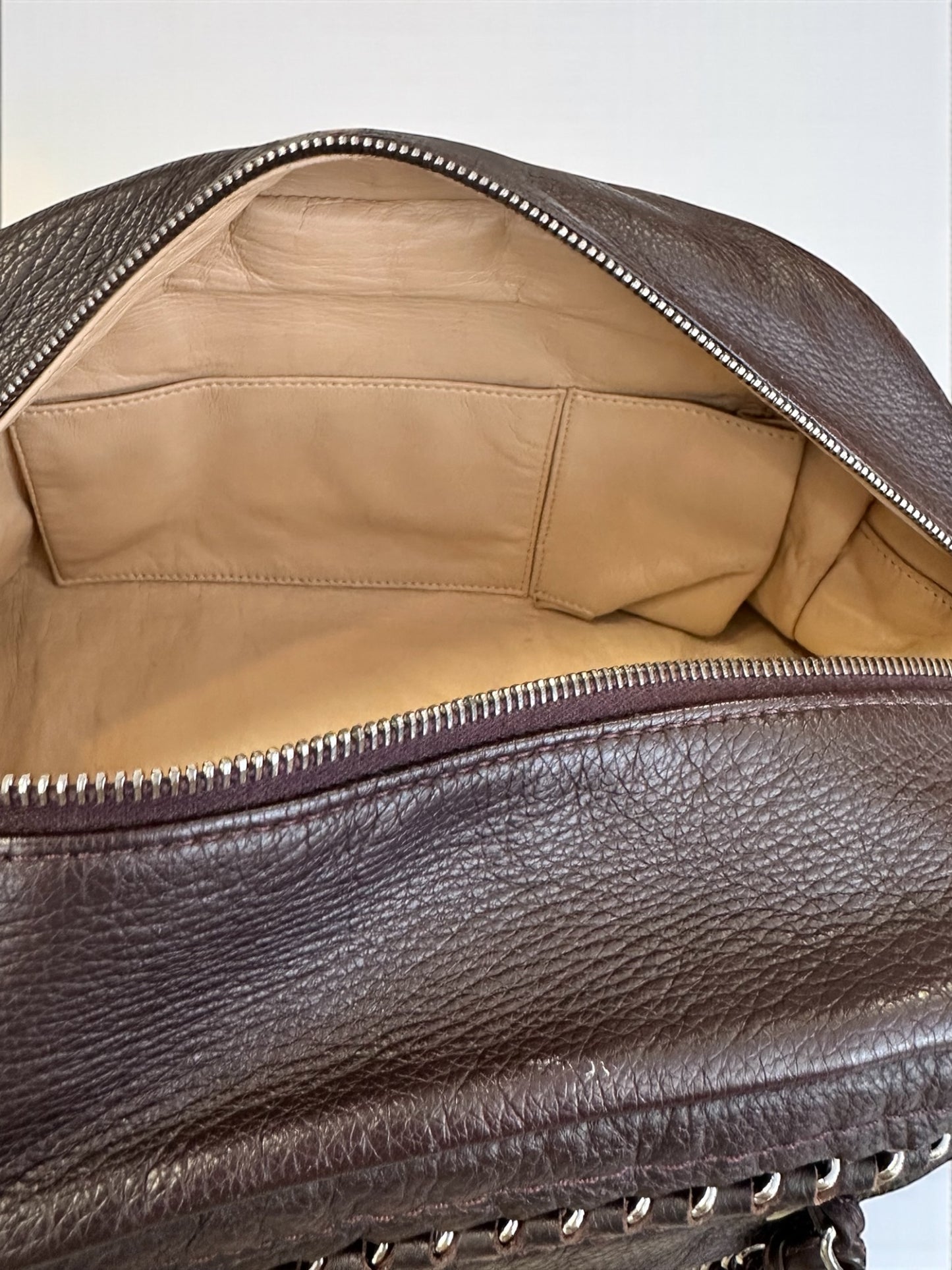 Sac Chanel Bowling Large en cuir de veau marron