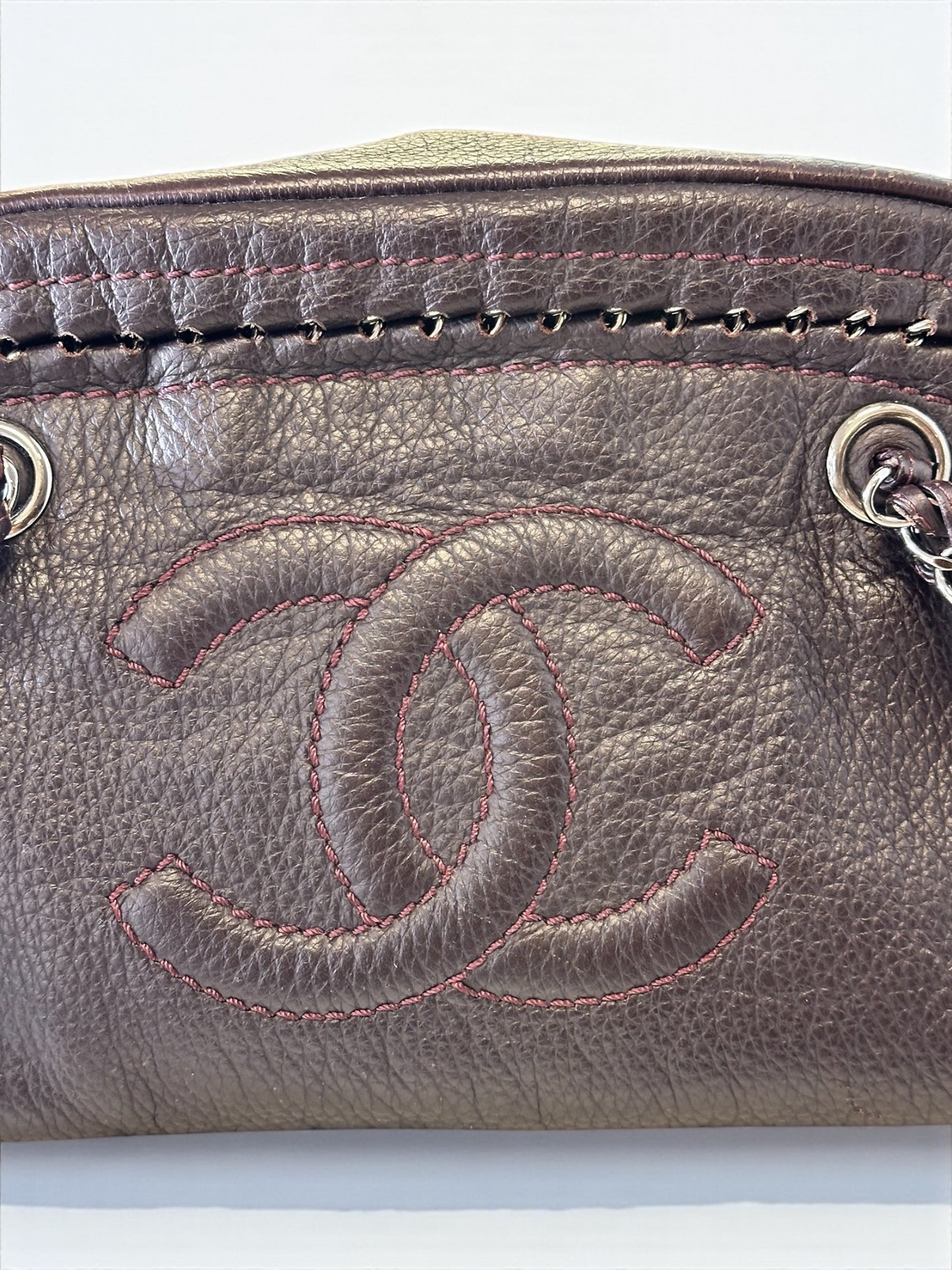 Sac Chanel Bowling Large en cuir de veau marron