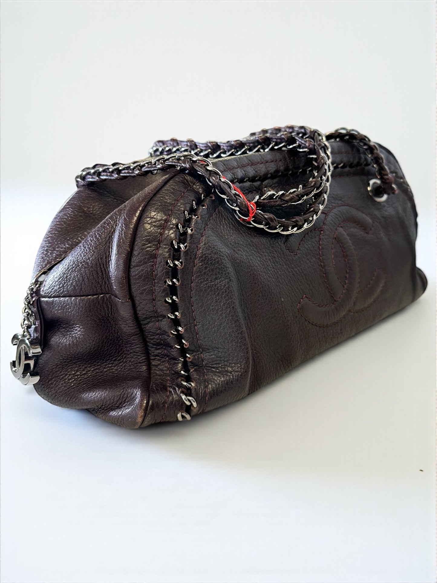 Sac Chanel Bowling Large en cuir de veau marron