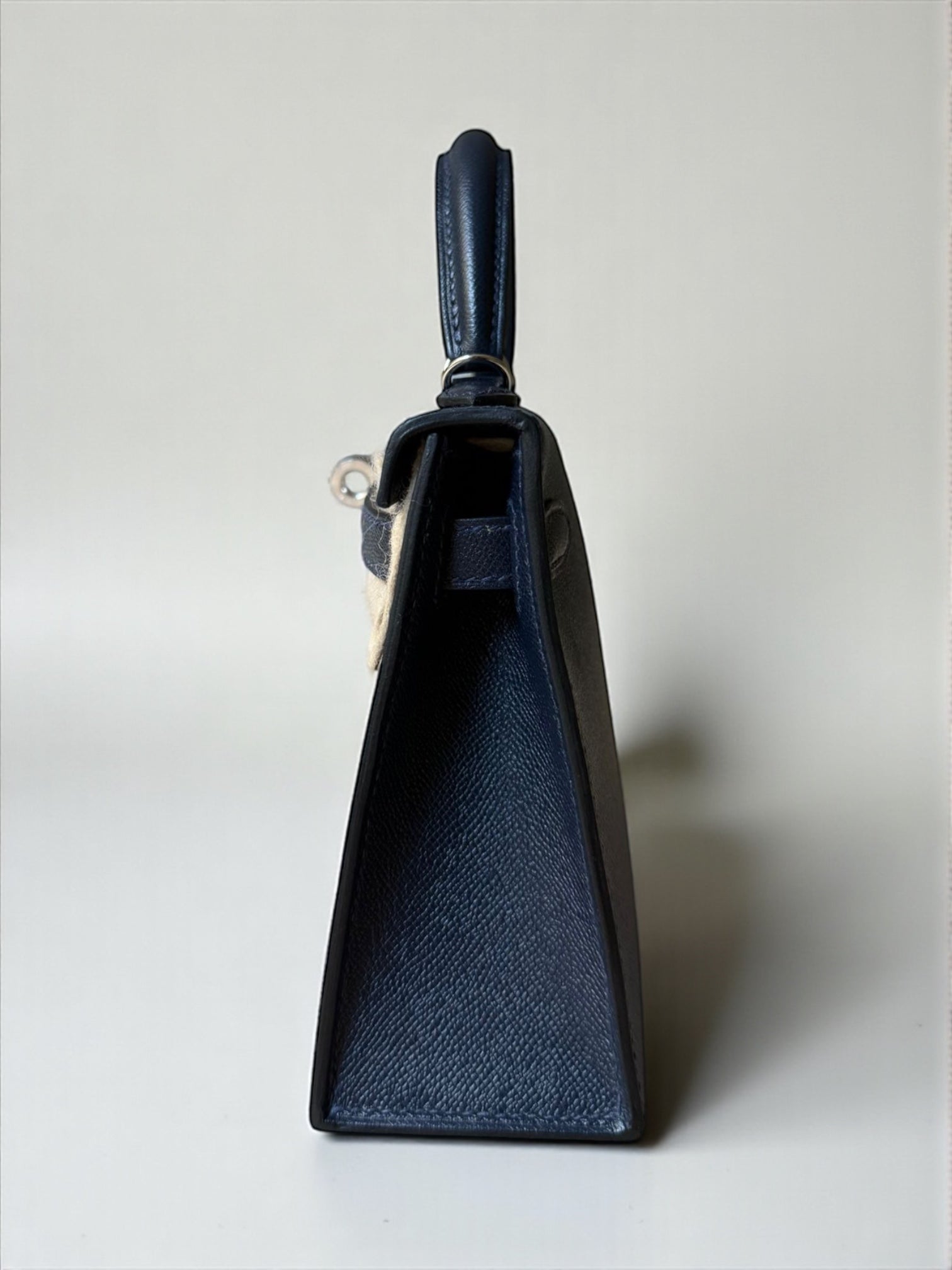 sac Hermès Kelly II Sellier Mini 20 bleu nuit profil droit