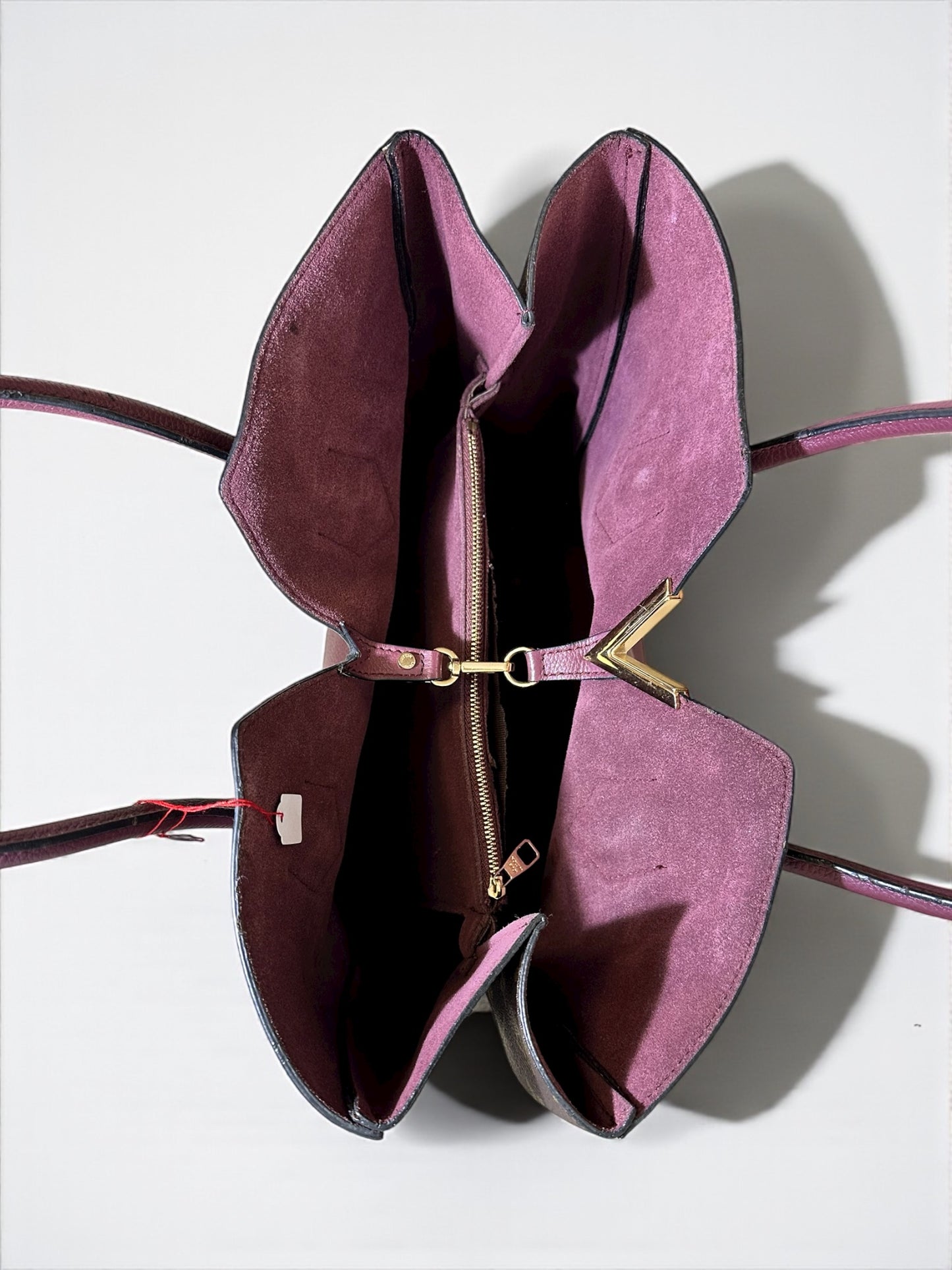 Sac cabas Louis Vuitton Kimono en cuir rose et toile monogram marron – face avant.