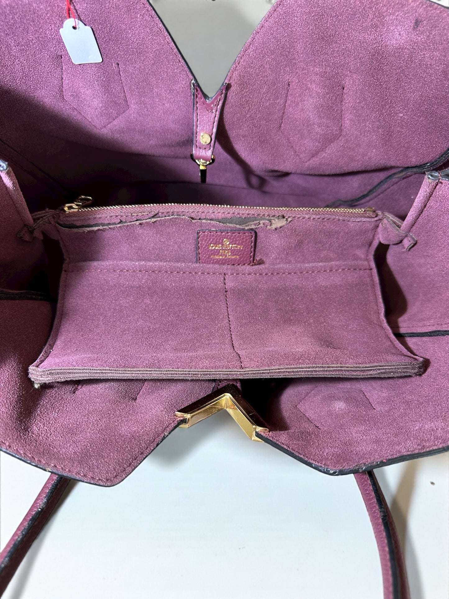 Sac cabas Louis Vuitton Kimono en cuir rose et toile monogram marron – face avant.