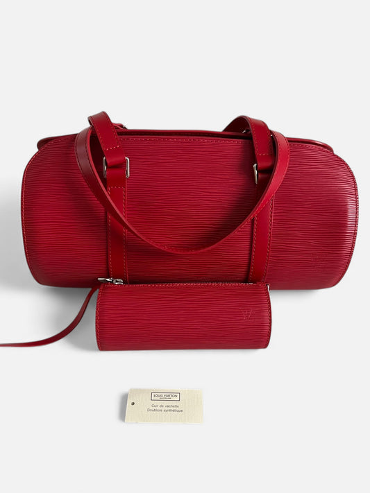 Sac Louis Vuitton Soufflot rouge en cuir Épi – vue face