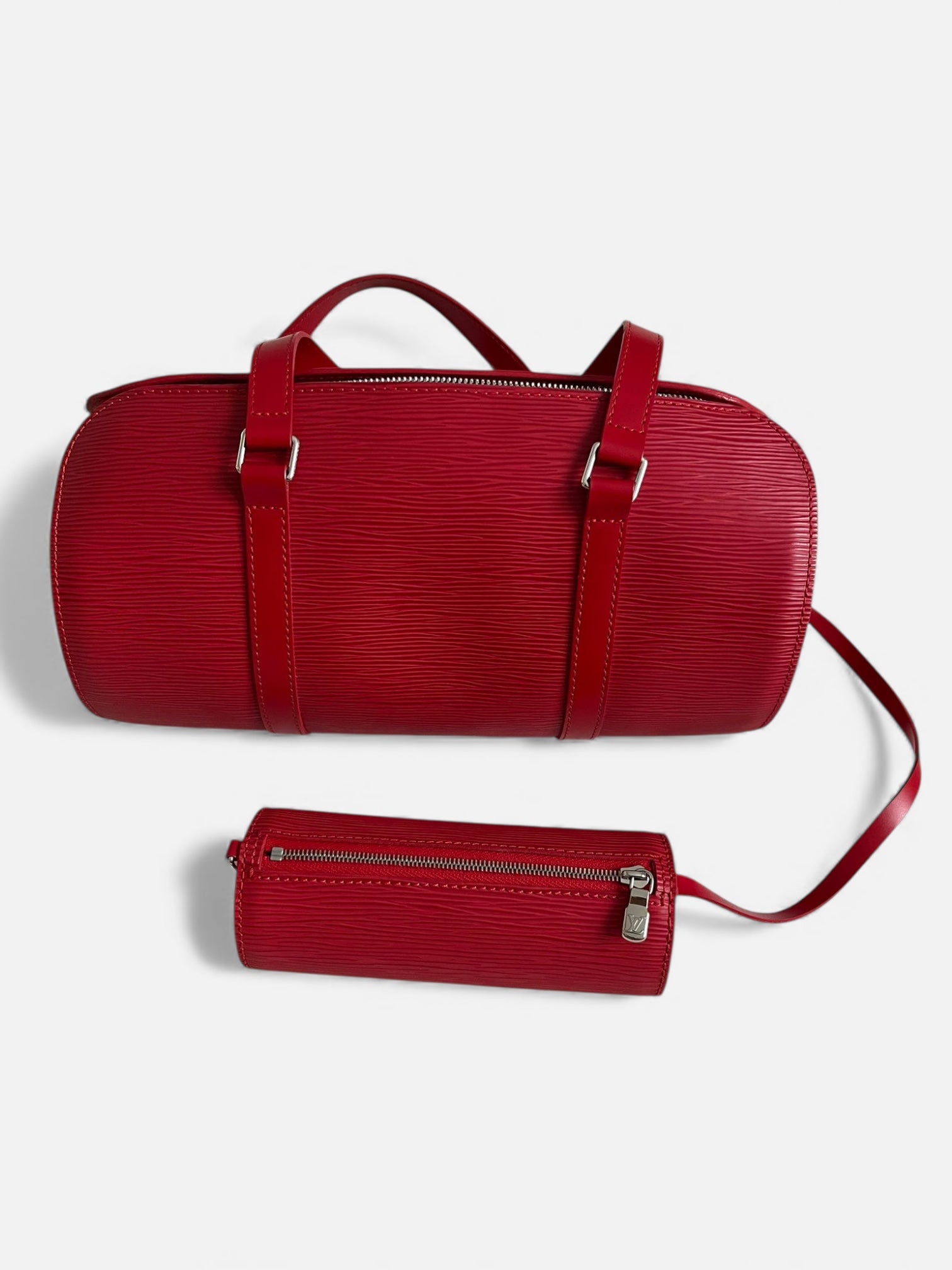 Sac Louis Vuitton Soufflot rouge en cuir Épi – vue face